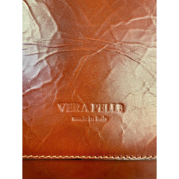 Vera Pelle Italian Genuine Leather Messenger Bag Crossbody Brown Made in Italy - Picture 6 of 17